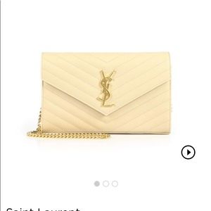 YSL Medium Monogram Cream Leather Clutch Wallet